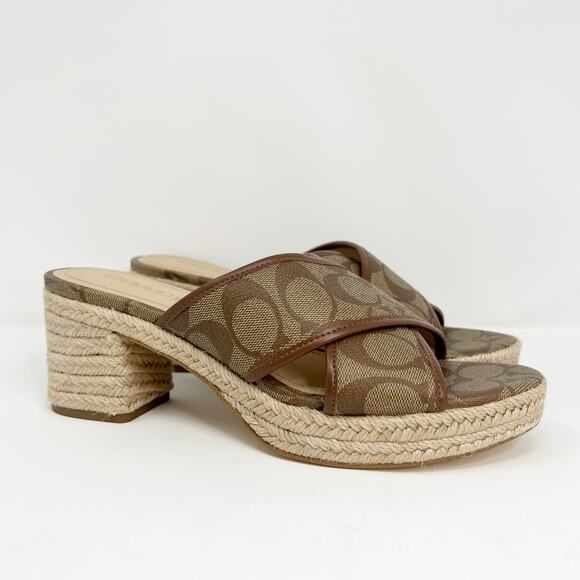 Coach Sloan Espadrille Khaki/Saddle - Picture 1 of 10